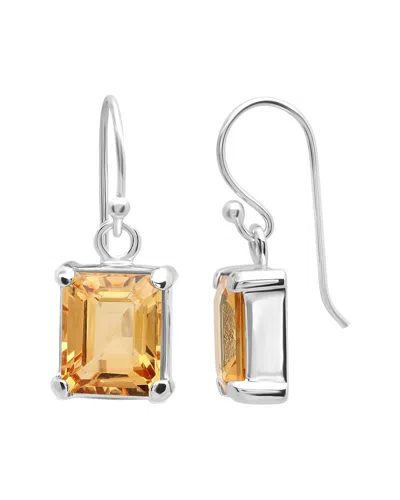 Maxcolor Silver 4.00 Ct. Tw. Citrine Dangle Earrings In Metallic