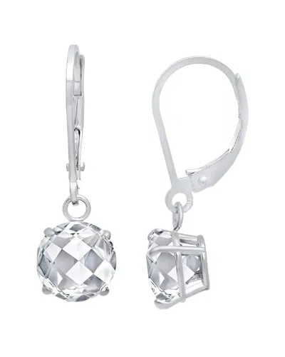 Maxcolor Silver 4.00 Ct. Tw. White Topaz Dangle Earrings