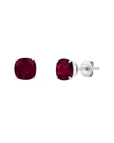 Maxcolor Silver 4.50 Ct. Tw. Lab-grown Ruby Studs In Red