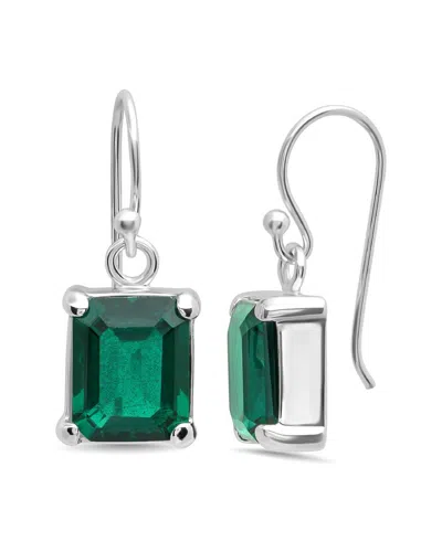 Maxcolor Silver 4.60 Ct. Tw. Lab-grown Emerald Drop Earrings