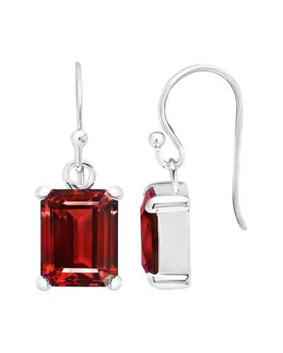 Maxcolor Silver 5.00 Ct. Tw. Garnet Dangle Earrings In Red