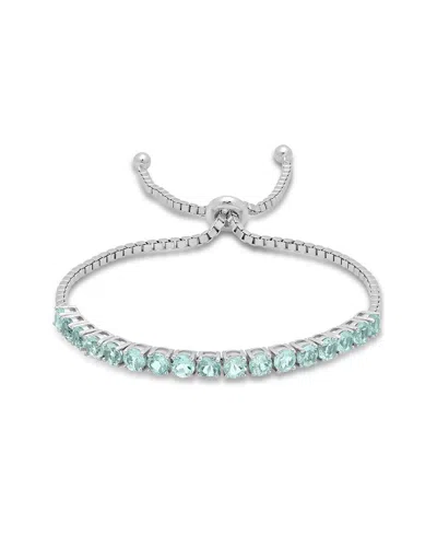 Maxcolor Silver 5.10 Ct. Tw. Blue Topaz Adjustable Bolo Bracelet In Metallic