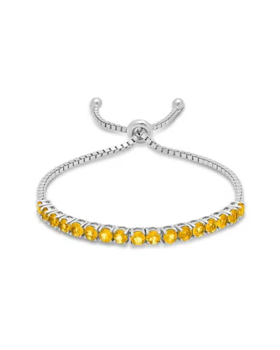 Maxcolor Silver 5.10 Ct. Tw. Citrine Adjustable Bolo Bracelet In Metallic