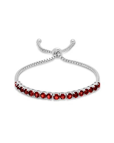 Maxcolor Silver 5.40 Ct. Tw. Garnet Adjustable Bolo Bracelet In Red