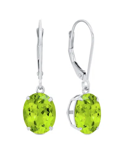 Maxcolor 14k 5.40 Ct. Tw. Peridot Dangle Earrings In Green