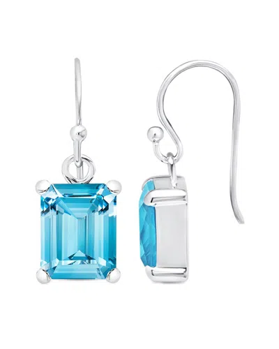 Maxcolor Silver 6.00 Ct. Tw. Blue Topaz Dangle Earrings