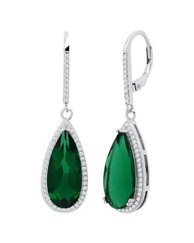 Maxcolor Silver 6.00 Ct. Tw. Green Quartz Earrings