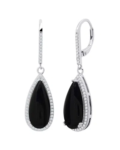 MAXCOLOR MAXCOLOR SILVER 6.00 CT. TW. ONYX QUARTZ EARRINGS