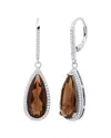 Maxcolor Silver 7.50 Ct. Tw. Smoky Quartz Earrings In Brown
