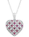 Maxcolor Silver Ruby Pendant Necklace In Purple
