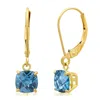 Maxcolor Solid 10k Yellow Gold Cushion Cut Dangle Gemstone Leverback Earrings In Gold
