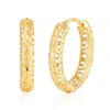 Maxcolor Solid 10k Yellow Gold Filgree Design 17mm Hoop Earrings In Gold