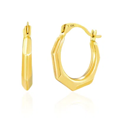 Maxcolor Solid 10k Yellow Gold Heptagon 13mm Hoop Earrings