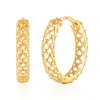 Maxcolor Solid 10k Yellow Gold Mesh Design 17mm Hoop Earrings In Gold