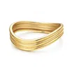 Maxcolor Solid 10k Yellow Gold Triple Wave Ring In Gold