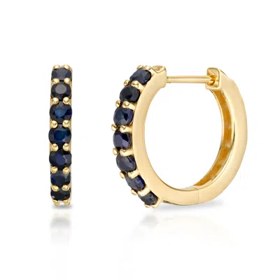 Maxcolor Solid 10k Yellow Or White Gold 12mm Gemstone Hoop Huggie Earrings