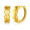 Maxcolor Solid 14k Gold 13mm Leaf Huggie Hoop Earrings In Gold
