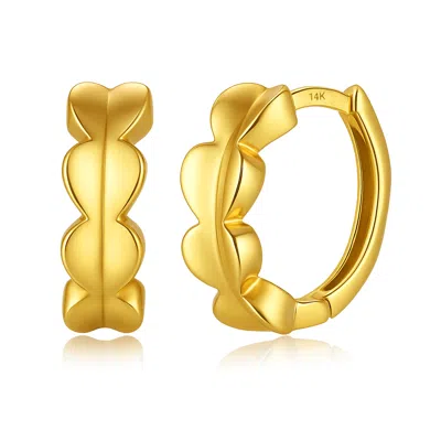 Maxcolor Solid 14k Gold 13mm Leaf Huggie Hoop Earrings