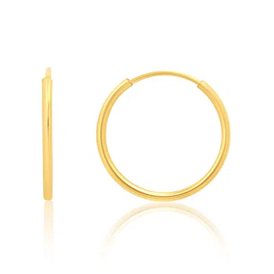 Maxcolor Solid 14k Gold Hoop Earrings 1mm Tube Flex Continuous In 10mm-14mm (0.4-1 Inch) Diameter Gold Hoop E In Yellow
