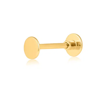 Maxcolor Solid 14k Gold Single Disk Comfy Flat Back Cartilage Gold Stud Earring Piercing