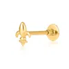 Maxcolor Solid 14k Gold Single Fleur De Lis Comfy Flat Back Cartilage Gold Stud Earring Piercing In Gold