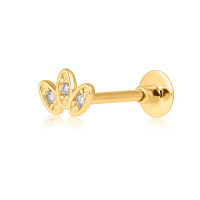 Maxcolor Solid 14k Gold Single Lotus Comfy Flat Back Cartilage Gold Stud Earring Piercing