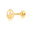 Maxcolor Solid 14k Gold Single Peace Symbol Comfy Flat Back Cartilage Gold Stud Earring Piercing In Gold
