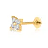 Maxcolor Solid 14k Gold Single Quad Comfy Flat Back Cartilage Gold Stud Earring Piercing In Gold