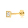 Maxcolor Solid 14k Gold Single Square Comfy Flat Back Cartilage Gold Stud Earring Piercing In Yellow