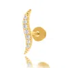 Maxcolor Solid 14k Gold Single Swirl Comfy Flat Back Cartilage Gold Stud Earring Piercing In Gold