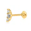 Maxcolor Solid 14k Gold Single Trio Comfy Flat Back Cartilage Gold Stud Earring Piercing In Gold