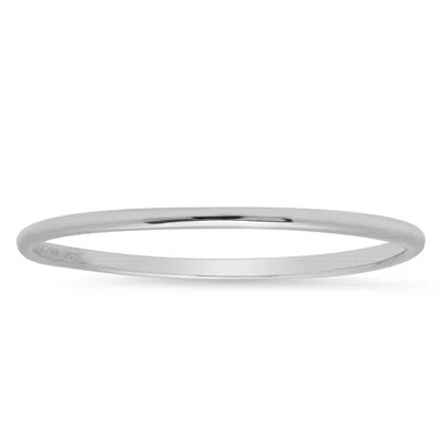 Maxcolor Solid 14k Gold Wedding Band Ring In White Gold, Yellow Gold 1mm Thin Stacking Band In Size 6 To 8 In Multi