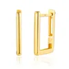 Maxcolor Solid 14k Yellow Gold Rectangle 13x11mm Hoop Earrings In Gold