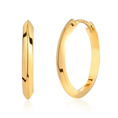 Maxcolor Solid 14k Yellow Gold Round 19mm Knife Edge Hoop Earrings