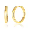 Maxcolor Solid 14k Yellow Gold Round 24mm Hoop Earrings In Gold