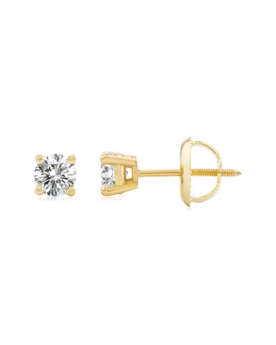 Maxcolor Solitaire 0.50 Ct. Tw. Lab-grown Diamond 18k Earrings In Gold