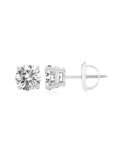Maxcolor Solitaire 2.00 Ct. Tw. Lab-grown Diamond 18k Earrings In Metallic