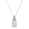Maxcolor Sterling Silver 13x10mm Created Opal And Diamond Accent Pendant Necklace, 18" In Multi
