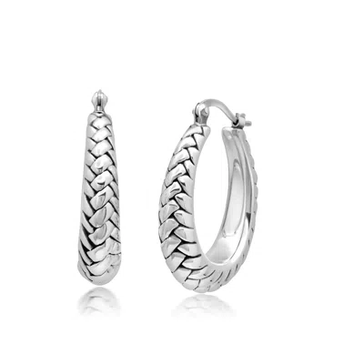 Maxcolor Sterling Silver 24x30x8 Mm Hoop Earrings