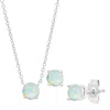 Maxcolor Sterling Silver 4mm Gemstone Earrings And 6mm Pendant Set In Metallic
