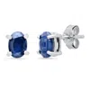 Maxcolor Sterling Silver 5mm Gemstone Oval Stud Earrings With Push Backs In Blue