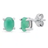 Maxcolor Sterling Silver 5mm Gemstone Oval Stud Earrings With Push Backs In Gold
