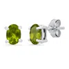 Maxcolor Sterling Silver 5mm Gemstone Oval Stud Earrings With Push Backs In Burgundy