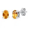 Maxcolor Sterling Silver 5mm Gemstone Oval Stud Earrings With Push Backs In Gold