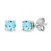 Maxcolor Sterling Silver 5mm Gemstone Round Stud Earrings With Push Backs In Blue