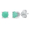 Maxcolor Sterling Silver 5mm Gemstone Round Stud Earrings With Push Backs In Gold