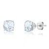 Maxcolor Sterling Silver 6mm Cushion Cut Checkerboard Gemstone Stud Earrings In Metallic