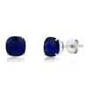 Maxcolor Sterling Silver 6mm Cushion Cut Checkerboard Gemstone Stud Earrings In Metallic