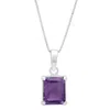 Maxcolor Sterling Silver 8x10 Emerald Cut Gemstone Pendant In Green