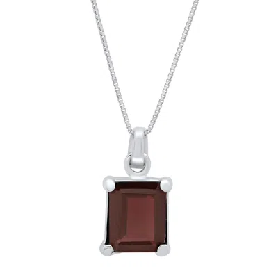 Maxcolor Sterling Silver 8x10 Emerald Cut Gemstone Pendant